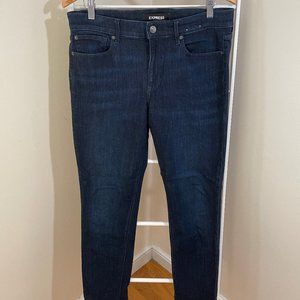 Express Super Skinny Midrise Jeans, Dark Rinse